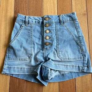 copper key high waisted jean shorts